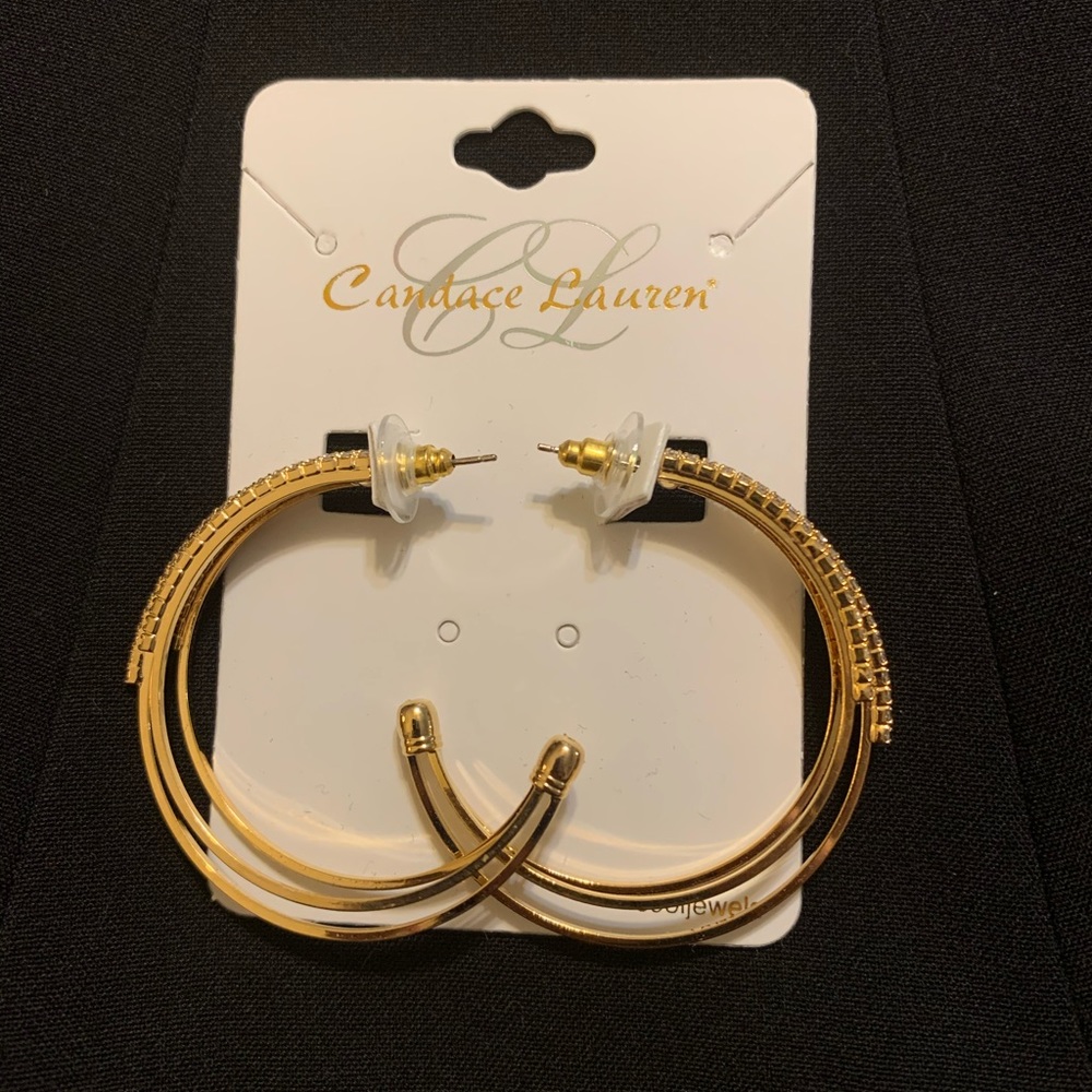 Brand New Sparkly Gold Hoop Earrings